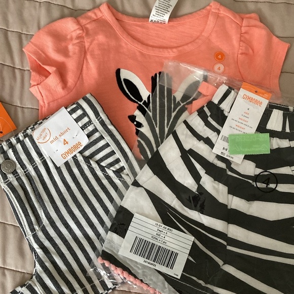 NWT Gymboree LOT of 4 outfit Animal Party shirt shorts skirt headband zebra NEW - Picture 2 of 16